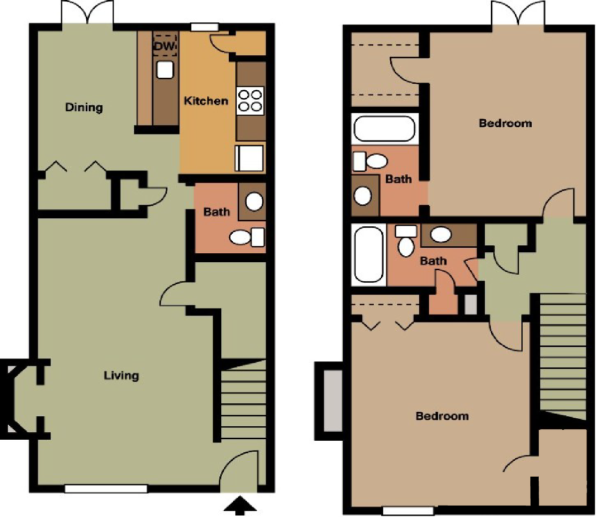 2 bedroom 2 bathroom floor plan A at The Halsten at Vinings Mountain Apartments, Atlanta, 30339
